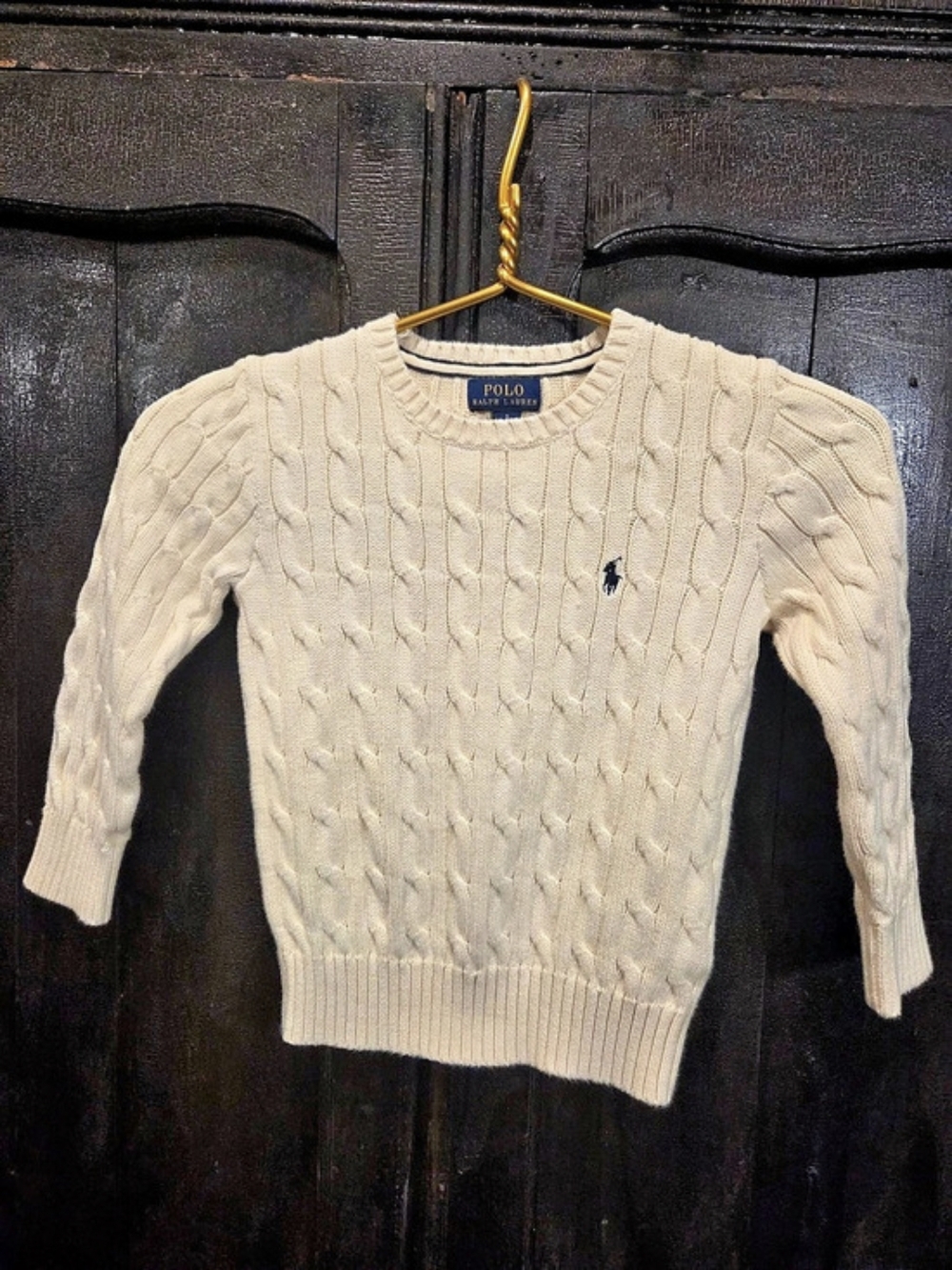 Boys Polo Ralph Lauren Cable-Knit Sweater in Cream Size 5